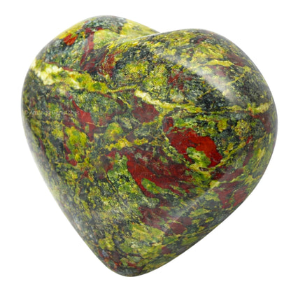 Amazing Gemstone Dragon Bloodstone Crystal Heart Palm Stone - Pocket Massage Worry Stone for Natural Body Chakra Balancing, Reiki Healing and Crystal Grid