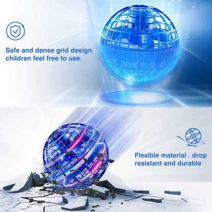 Ciniffo Flying Orb Ball Toy 2025 – Light Up Hand Controlled Boomerang Spinner Mini Drone Toy, Hover Cosmic Globe Ball, Cool Christmas & Birthday Gift for Boys Girls Teens Ages 6+ (Blue)