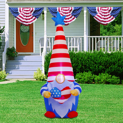 Juegoal Patriotic Independence Day Inflatable, 4FT Blow Up Gnome, 4th of July Outdoor American Uncle Sam, Lighted Tomte Elf with Top Hat for Lawn Yard Home Veterans Day Celebration Garden Decor