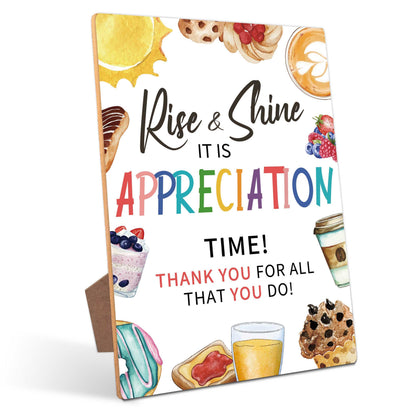 Breakfast Appreciation Sign, Rise and Shine Appreciation Decor, Appreciation Week Gift Table Decor, Employee Appreciation Sign Gift Pastor Teacher Doctor Retirement, Thank You Party Decoration