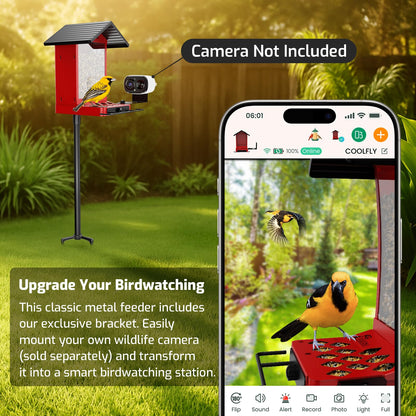 Richbird All-Metal Bird Feeder, Wall & Pole Mountable, 2.4L Large Capacity, Chew-Proof & Weather-Resistant Design, Easy to Clean & Fill, Wild Birds Feeder for Backyard & Garden, for Men Women Gift