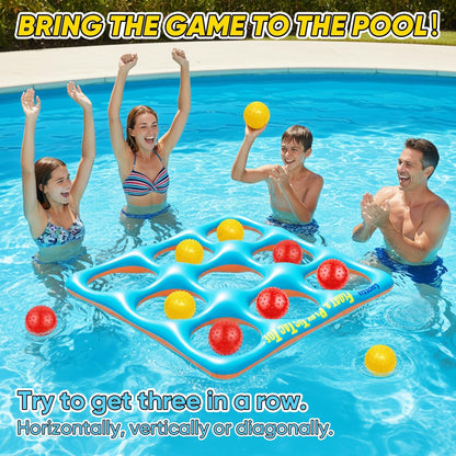 Luottis Inflatable Tic Tac Toe Pool Game Set – Pool Toys with 10 Balls, Fun for Kids, Teens, Adults, Family, Party, Beach, Outdoor & Indoor, 2-10 Players