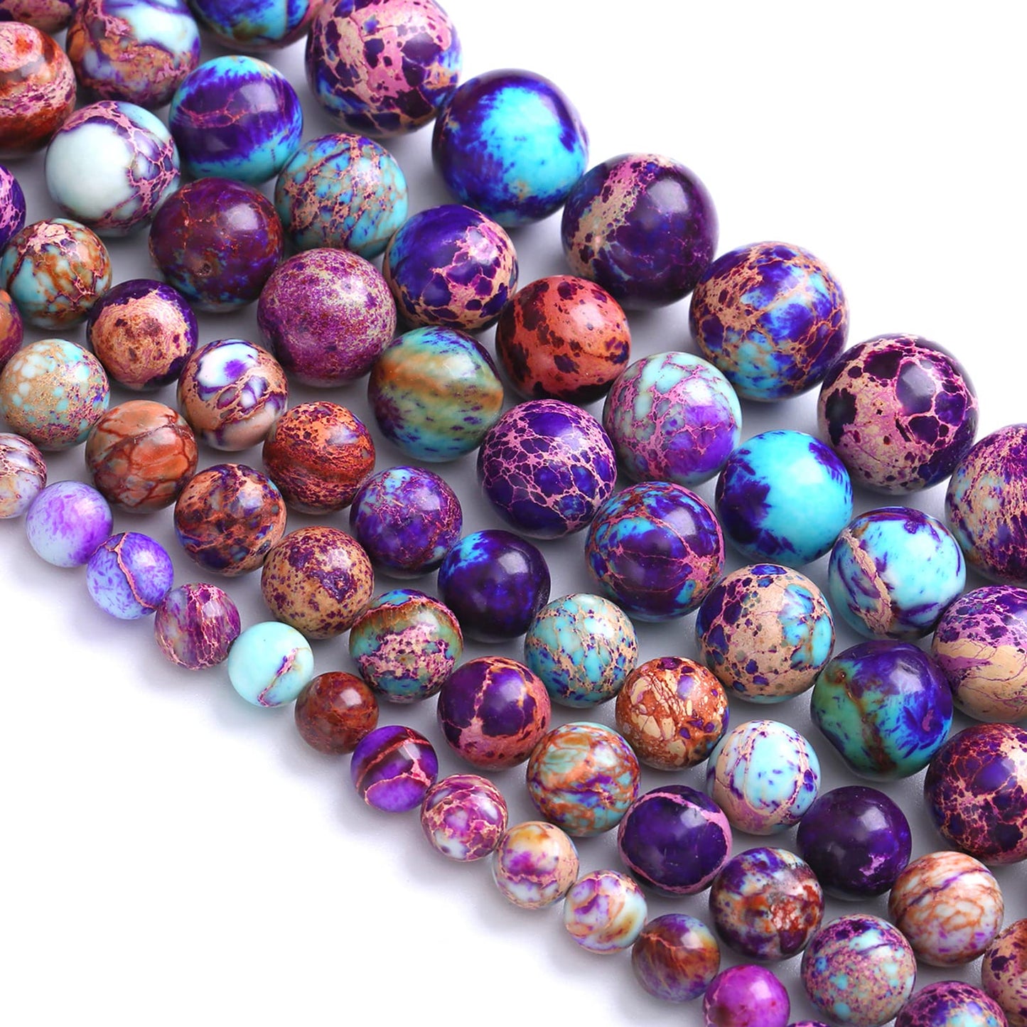 6mm 60pcs Natural Stone Galaxy Purple Sea Sediment Imperial Jasper Loose Beads for Jewelry Making DIY Bracelet Necklace