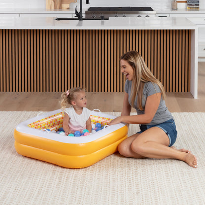 3-in-1 Inflatable Baby Pool, Bathtub & Ball Pit for Toddlers 1-3, Patented Safety Secure Grip Handles, Soft Floor & Drain - Summer Water Toys, First Birthday Gifts, Kiddie Pool for Ages 1 2 3, 34"x10"