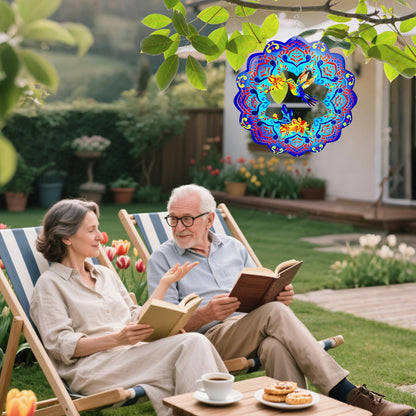 Dadamayar Wind Spinners 12 inch 3D Stainless Steel Laser Cut Metal Art Geometric Pattern Wind Sculpture Hanging for Garden Decorations Gifts Indoor Outdoor Blue Violet