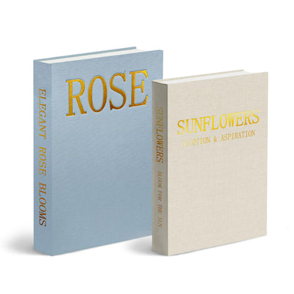 Sprsthai Premium Linen Decorative Book Box Set of 2 - Letter Gold Foil Embossed with Hidden Storage | Coffee Table, Bookshelf & Mantel Decor & Keepsake Organizer to Elevate Home Aesthetic,Blue