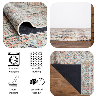 Keen Home Design 3x5 Rug - Machine Washable Entry Rug with Non-Slip Backing, Ideal for Enteryway, Kitchen, Bathroom, Laundry Room - Vintage, Easy Clean, Durable, Low Pile Rug - (3' x 5')