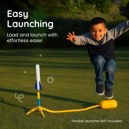 6 Pack Glow-in-The-Dark Foam Rockets - Botabee Stomp Rocket Refills - Outdoor Toy Set - 6.5 Inch Length - Exciting Universal-Fit Replacement for Rocket Launcher for Kids - Safe Foam Design