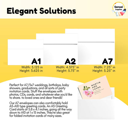 5x7 Envelopes for Invitations - 110 White Envelopes for 5x7 Cards - A7 - (5 ¼ x 7 ¼ inches) - Perfect for Weddings, Graduation, Baby Shower - 120 GSM - Peel, Press & Self Seal - Square Flap