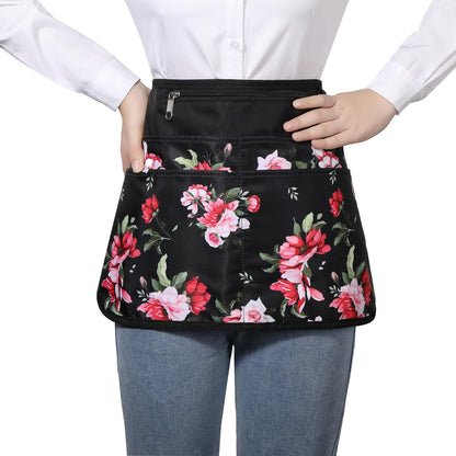 Bafelia Garden Apron for Women with 6 Pocket,Half Florist Apron (Peony)