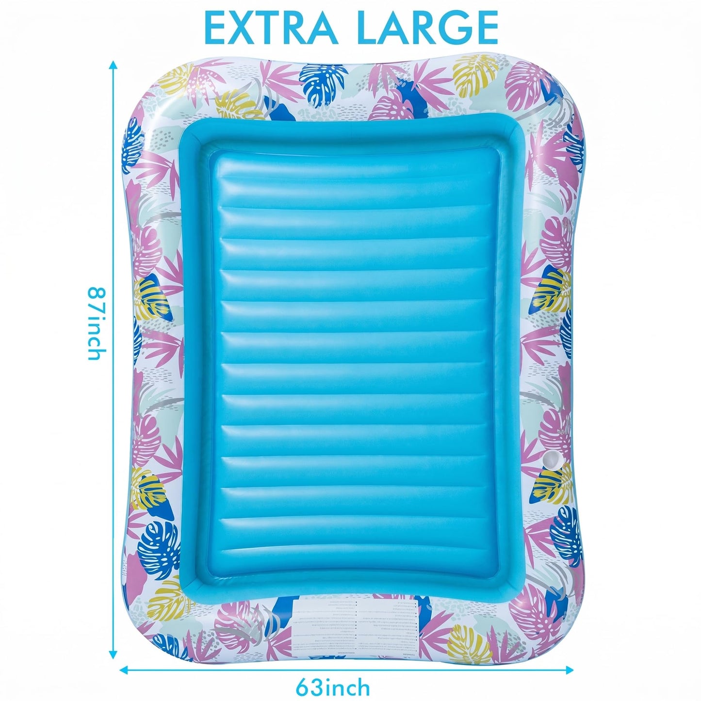 Tanning Pool Lounger Float, OKSUWATER 87" x 63" Pool Floats Adult with Headrest & Drink Holder, Blow-Up Bed Sun Tan Tub for Sunbathing, Beach, Backyard, Outdoor, Summer Water Party (Blue-XL)