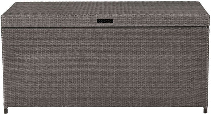 Crosley Furniture Palm Harbor Wicker Outdoor Storage Box for Patio Furniture Cushions and Pool Floats, Gray