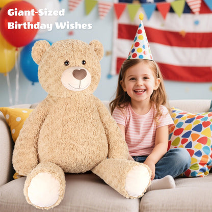SuzziPals 43 inch Giant Teddy Bear Stuffed Animal, Lifelike Stuffed Animals for Stress Relief & Companion, Extra Soft Fluffy Big Plushies Hugging Pillow, Jumbo Teddy Bears Gifts for Kids Adults