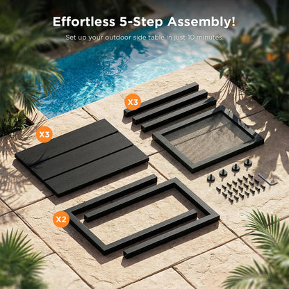 ODK Outdoor Double Side Table, Adirondack Patio End Table with Weather-Resistant Waterproof Top for Hot Tub Garden, Balcony, Poolside, Black