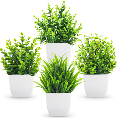 Der Rose 4 Pack Fake Plants Small Artificial Mini Faux Plants Indoor for Room Home Office Shelf Decor