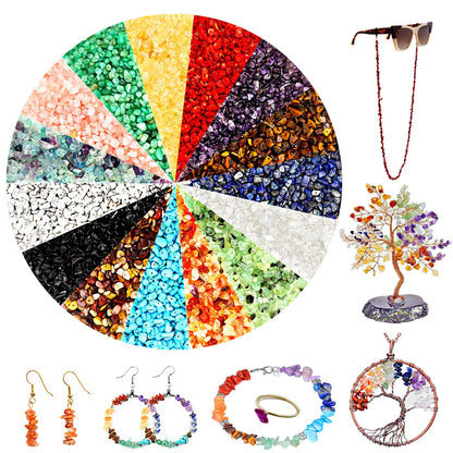 Beads for Jewelry Making, 900PCS Natural Crystal Gemstone Chip Loose Beads Irregular Rock Bulk Beads with Plastic Box for Bracelet Jewelry Making DIY Supplies (15 Colors - 900PCS)