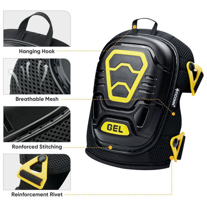 TICONN Gel Knee Pads for Work, Professional Heavy Duty Work Knee Pads for Men with Soft Foam and Gel Cushion for Men Construction, Garden, Flooring (Black/Yellow)