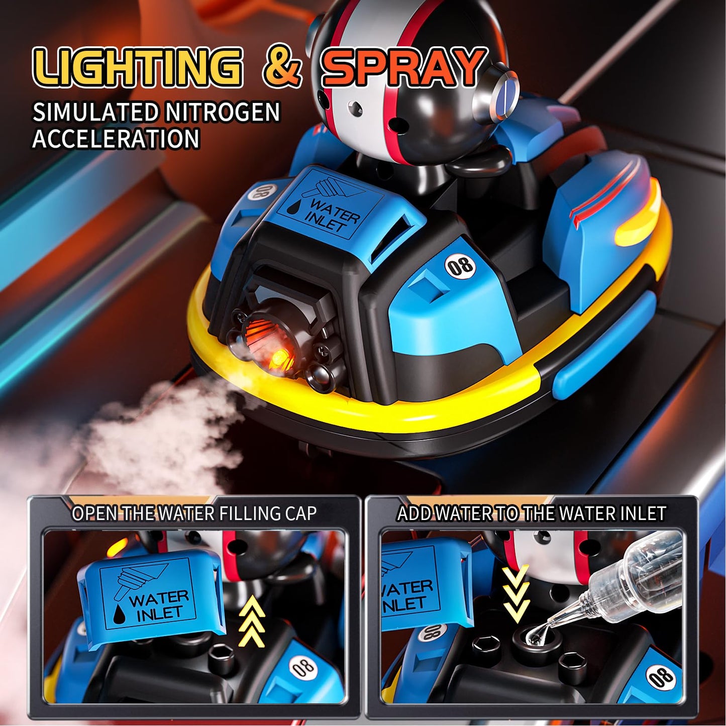 Uregoio RC Bumper Cars Set for 2 Players, 2.4 GHz Remote Control Battle Race Cars With Light & Music, Toys for Toddlers Girls Boys Age 1-5 Years, Christmas Birthday Gift