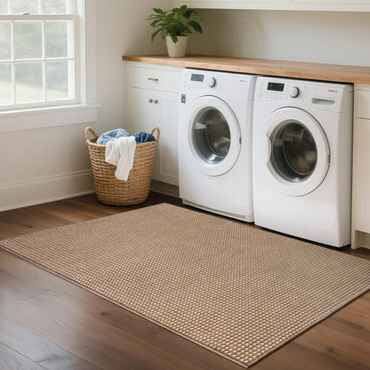 YDKGL 3x5 ft Area Rug Entryway Runner Rug Non Slip Washable, Boho Woven Kitchen Runner Rugs Door Mat Entry Rugs Carpet for Indoor Foyer Backdoor Hallway Floor Bedroom Living Room, Easy Clean, Brown