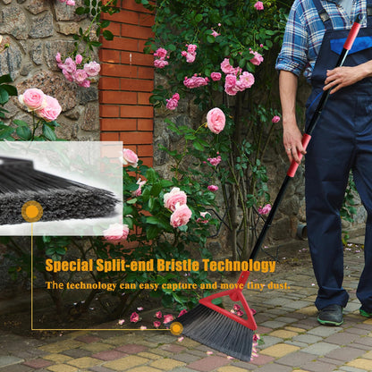PUTNATRUE Heavy Duty Broom of Outdoor and Indoor, 4 Packs Upgraded Commercial Angle Brooms, Perfect Red Broom of House,Kitchen, Garage, Courtyard, Concrete
