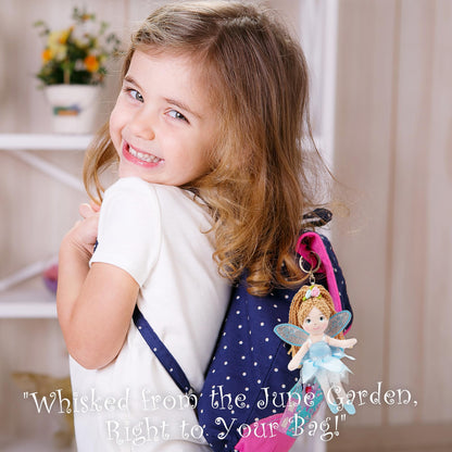 June Garden 7" Enchanted Garden Fairy Doll Elara - Plush Soft Keychain - Bag Charm Gift for Girls - Pink