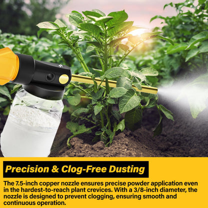 Dinftin Electric Diatomaceous Earth Duster Compatible for DeWalt 20V Battery(Battery Not Included), Garden Dust Applicator with 1L Capacity and 7.5" Nozzle, Versatile Leaf Blower & Powder Sprayer