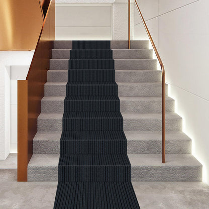 MuChaIOAK 6m/20Fft Non-Slip Carpet, Floor Protector Rug Mat, Stair Hallway Runner Rug Large Size Protective Stair Cover, Indoor Carpet for Bedrooms Living Rooms Balconies Entryways Stairs (Black Grey)