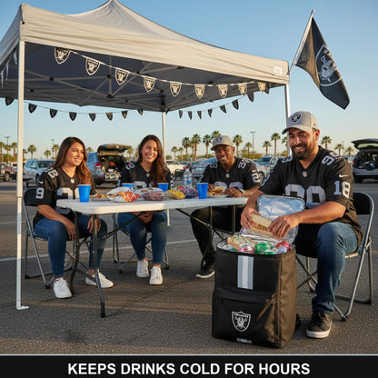 FOCO Las Vegas Raiders NFL Cooler Backpack, 24L — Insulated Soft Sided Ice Chest, Holds 36 Cans, Officially Licensed