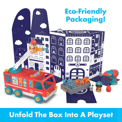 Educational Insights Design & Drill Bolt Buddies Fire Truck - Construction Toys & Toddler Tools, Kids Tool Set with Real Electric Drill Toy, Take Apart STEM Set, Building Kit & Gift for Ages 3+