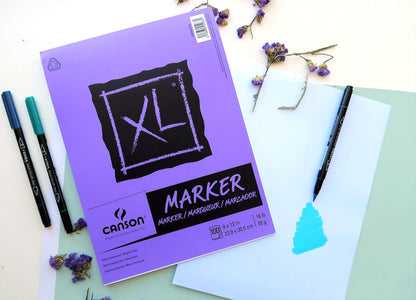 Canson XL Series Marker Paper, Foldover Pad, 9x12 inches, 100 Sheets (18lb/70g) - Artist Paper for Adults and Students