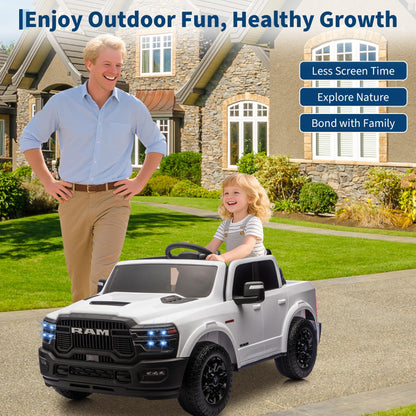 Licensed RAM 2500, 2 Seater Electric Car for Kids, 24v Ride on Truck w/Remote Control, Toddler Ride on Toys w/Bluetooth, Spacious Truck Bed, 3 Speed, LED Lights, Suspension, Gifts for Boys Girls