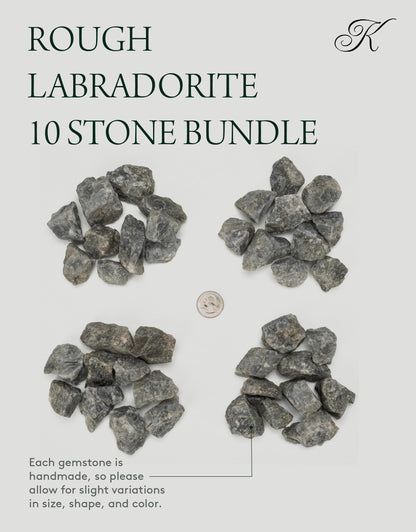 KALIFANO Rough Labradorite 10 Stone Bulk Bundle with Healing & Calming Effects - AAA Grade High Energy Raw Labradorita - Reiki Crystal Used for Rock Tumbling and Lapidary (Family Owned and Operated)
