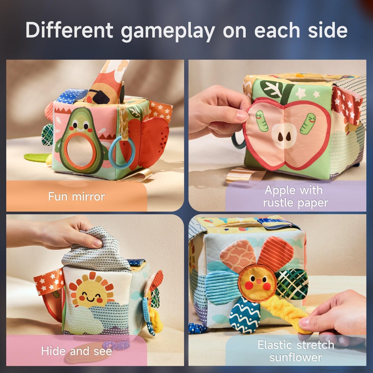 TUMAMA Baby Tissue Box Toys - Montessori Baby Toys for 6-12 Months, Soft Crinkle Sensory Toys for Babies 0-12 Months