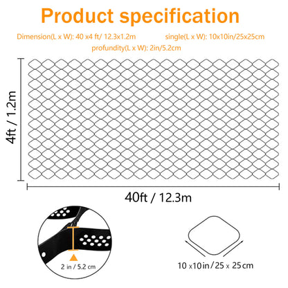 Sunnyglade 2" Thick Ground Grid 40 x 4 FT, Gravel Retainer 1880 LBS Per Sq ft, Geo Grid Driveway Stabilization for DIY Patio Walkway Driving RV Parking Slopes and Garden (Black, 4 x 40FT)