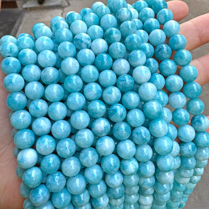 38pcs 10mm Natural Stone Beads Larimar Blue Stone Round Loose Beads for Jewelry Making DIY Bracelets Necklace