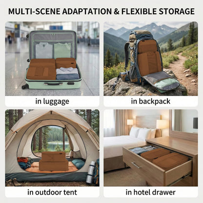 SOARSAIL 4 Piece Compression Packing Cubes for 3–7 Day Travel, Lightweight Travel Organizers with Breathable Mesh, Double-Zipper Packing Cubes for Carry-On & Suitcases (Light Brown)