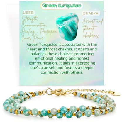 Farfume Green Turquoise - Communication - Crystal Beaded Bracelets, Chakra 4mm Natural Stone Beads Bracelets, Gemstone Spiritual Jewelry Gifts for Mother's Day
