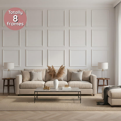 Peel and Stick Wall Moulding Panel Kit | Paintable Wainscoting Panels for Wall | Picture Frame Wall Trim Molding | DIY Accent Wall | 8 Frame Set (15.74"x15.74") | Timeless Detail Made Effortless