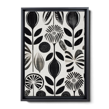 Scandinavian Folk Art, Black and Beige Abstract Botanical Wall Art for Scandinavian Home Decor