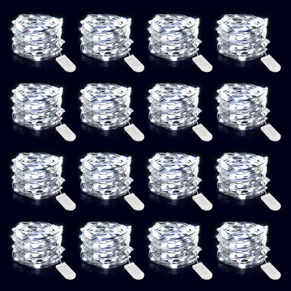 Onforu 16 Pack White Fairy Lights Battery Operated String Lights, 6.5ft IP67 Waterproof Twinkle Lights LED Lights for Strings Wedding Centerpiece Decor Christmas Bedroom