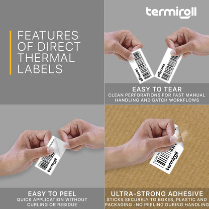 Termiroll 2x1 Thermal Labels – 10,000 Barcode & Address Labels/10 Rolls for Shipping, SKU & Inventory Stickers, Compatible with Rollo, Zebra, Munbyn, iDPRT & Direct Thermal Printers