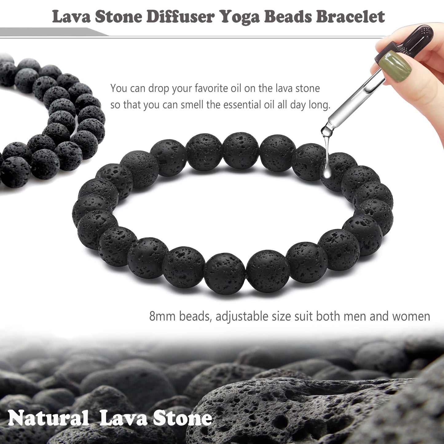 EIELO 12Pcs Crystal Stone Bracelets for Women Men Semi-Precious Gemstone 8MM Beaded Bracelets Natural Crystal Energy Stone Stretch Bracelet Set Jewelry Gift