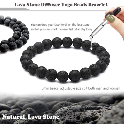 EIELO 12Pcs Crystal Stone Bracelets for Women Men Semi-Precious Gemstone 8MM Beaded Bracelets Natural Crystal Energy Stone Stretch Bracelet Set Jewelry Gift