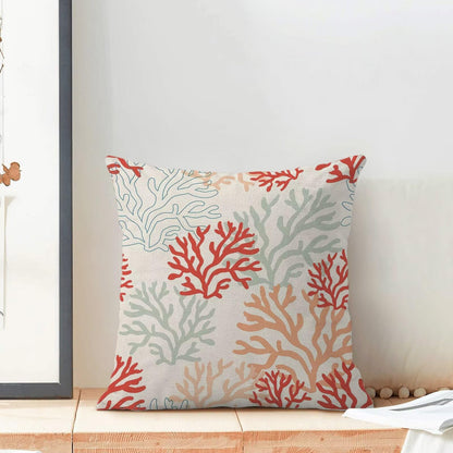 Coastal Ocean Pillow Covers 16x16 Inch Set of 2, Summer Sea Coral Teal Outdoor Decorative Nautical Beach Throw Pillows Summer Coastal Couch Cushion Case for Chair Sofa Bedroom Living Room Decor