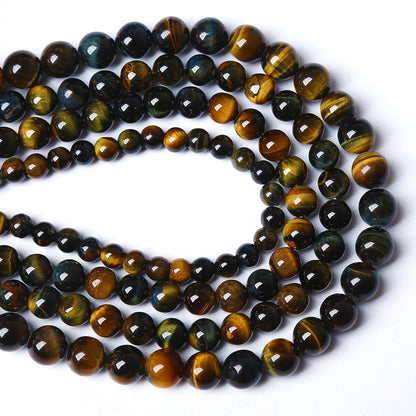 Yellow Blue Tiger Eye Beads Natural Stone Round Loose Beads Energy Gemstone Healing Power for Jewelry Making 8mm 46pcs 15"