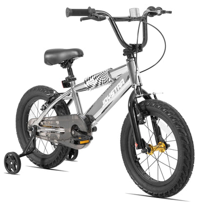 JOYSTAR 16 Inch Kids Bike for 4-7 Years Boys Girls, High-Carbon Steel Frame Toddler Bicycle with Training Wheels and Front/Rear Brakes Silver