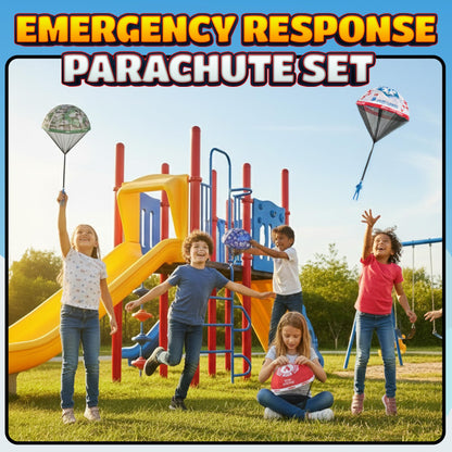 KiddieLoot Parachute Toys for Kids - (Pack of 4) Police, Army, Firefighter & EMT Figures w/Tangle-Free Parachutes - Outdoor Flying Toys for Kids, Party Favors, Birthday Gifts for Boys & Girls Ages 3+