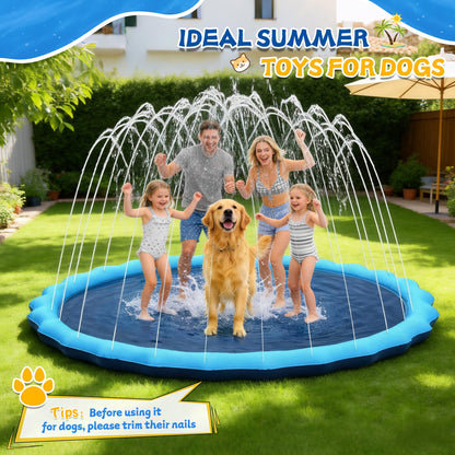 107inch Extra Large Non-Slip Splash Pad Sprinkler for Kid and Dog, Kiddie Dog Pool, Toddler Outdoor Toys for Ages 3-12 Boys Girls, Summer Outdoor Water Kids Toys, Parent Games, Backyard, Lawn