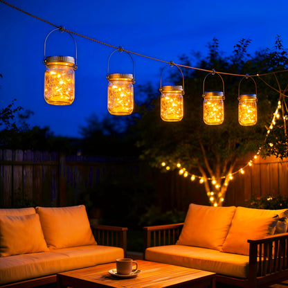 Cooo 12 Pack Upgraded Solar Mason Jar Lid with 30 LED Firefly Light – 215% Larger Solar Panel, Waterproof Anti-Rust Cover, Fits Standard Mouth (Included Hanger Not Included Jar), for Patio Garden