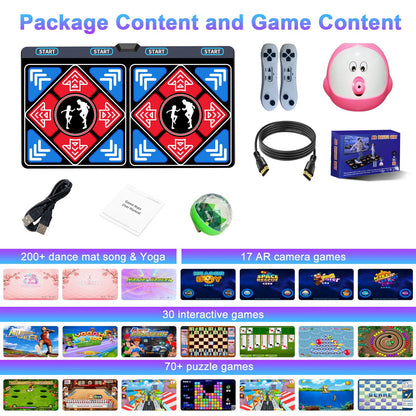 YRPRSODF Dance Mat for Kids and Adults,Double Dance Mats with Camera,Electronic Dance Pad for TV, Dancing mat for Exercise,Plug& Play Game for Kids,Gifts for Girls Boys Ages 3+